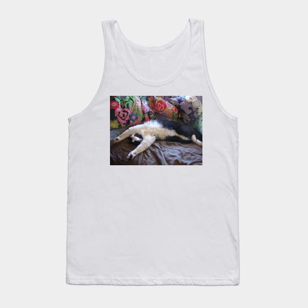 Funny Tuxedo Cat Sleeping Tank Top by SarahRajkotwala